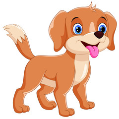 Wall Mural - Vector illustrator of happy dog cartoon isolated on white background