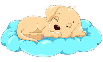 Wall Mural - Vector illustrator of cute sleeping dog cartoon isolated on white background