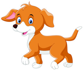 Wall Mural - Vector illustrator of happy dog cartoon isolated on white background