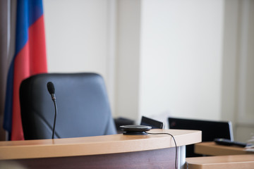 Wall Mural - microphone in the courtroom of the Russian court