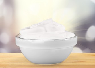 Canvas Print - close up of a white beauty cream or yogurt on white background with clipping path