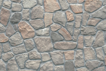 Wall Mural - Beige, light brown stone texture in retro style. Brick wall background. Abstract pattern of rocks . Rough paper. Gray stones, textured surface of cobblestones. Natural backdrop. Marble geometric facad