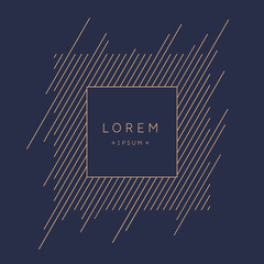 Poster - postcard for text. vector geometric illustration with gold lines.