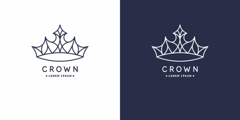 Original linear image of the crown. Isolated vector emblem. Illustration in simple flat style.