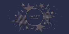 Template To Embed Greetings. Background With The Inscription Happy New Year. Vector Illustration With Gold Lines.