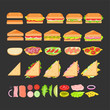 Sandwich flat style vector set for menu.