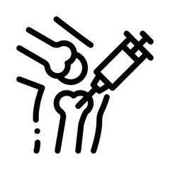 Wall Mural - Syringe Injection Vaccine In Bone Vector Icon Thin Line. Orthopedic And Trauma Rehabilitation, Vaccine And Walkers Concept Linear Pictogram. Medical Rehab Goods Monochrome Contour Illustration