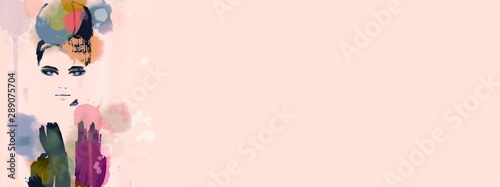 girl with flowers and big hair banner