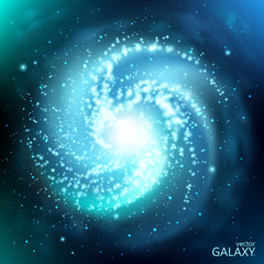 Wall Mural - Blue space vector background. Galaxy. Milky Way. Spiral. Cosmic nebula and twinkling stars. The infinity of the universe. Interplanetary travel. Place for text.