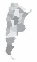  The Argentina map divided into regions with grayscale