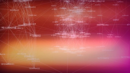 Poster - Plexus animation with digital numbers which changing their values and connected each other by lines. A computer network concept. Seamless loop. 