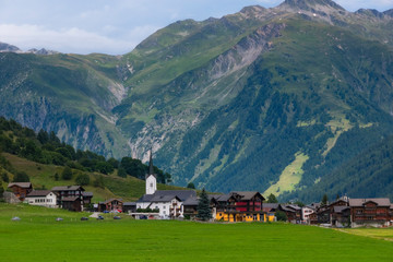 Wall Mural - Swiss village in the Alps, Switzerland, Europe