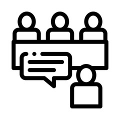 Poster - Job Interview Human Silhouette Hunting Vector Icon Thin Line. Hunting Business People And Recruitment Candidate, Team Work And Partnership Concept Linear Pictogram. Monochrome Contour Illustration