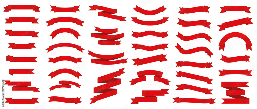 Different red ribbons banners collection. Vector illustration Stock ...