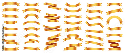 Fotomural Different Gold ribbons banners set. Vector illustration
