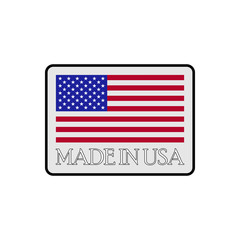 Wall Mural - Made in USA label icon with American flag