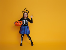 Little Girl In Skeleton Costume
