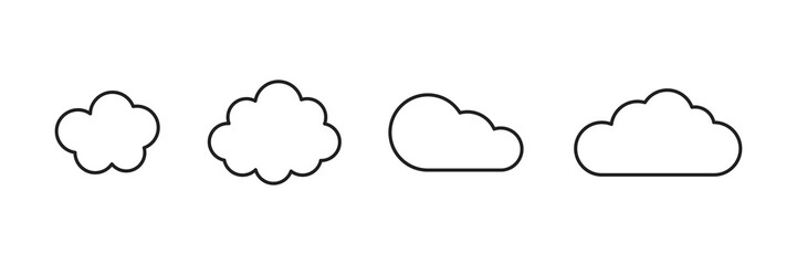 Poster - Set of new style white vector stroke clouds isolated on white background. Cloud vector icon. Collection of vector clouds. Cloud. Cloud icon.