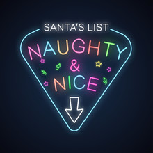 Naughty And Nice, Santa's List Neon For Kids