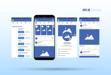 Modern Set Of Social Network Photo, Post Frames Mock Up Template, Facebook Mock Up Concept Vector