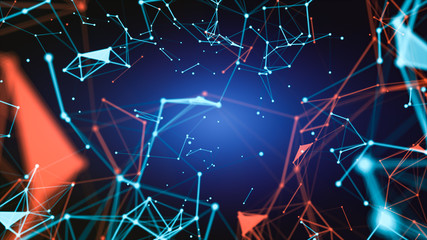 Poster - Blurry abstract 3d Rendering Abstract Background blue Network concept . Future backgroundTechnology concept.Big data.
