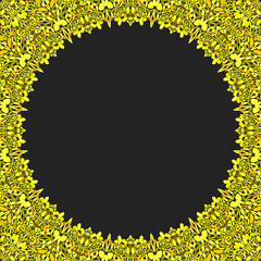 Poster - circular floral frame ornament - vector background design with blank black space in the middle