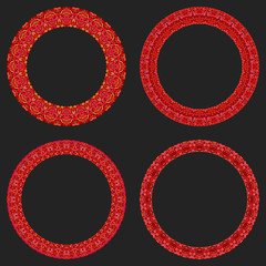 Poster - Set of 4 gravel mosaic round frames - vector wreath designs