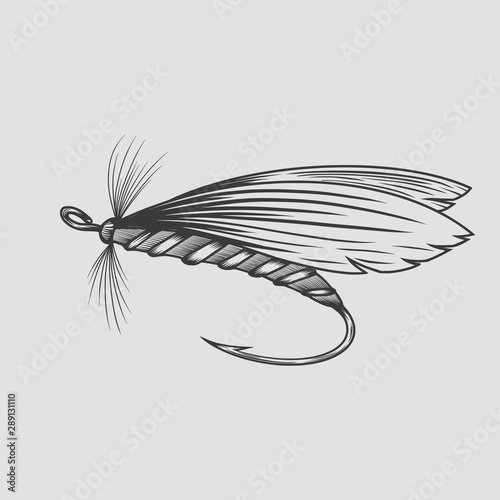 Fotografía Fly fishing fly fishing, vintage engraved. Vector illustration.