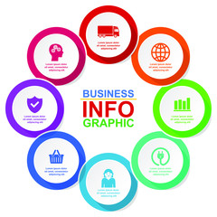 Poster - Infographic vector circle template for presentation, diagram, business concept with 8 options