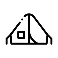 Sticker - Camping Tent Alpinism Sport Equipment Vector Icon Thin Line. Compass, Mountain Direction And Burner Mountaineering Alpinism Equipment Concept Linear Pictogram. Contour Outline Illustration