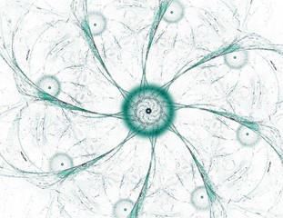 Poster - Abstract fractal color background with crossing circles and oval. Motion illustration.