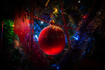 New Year tree toy in light dark background christmass holidays