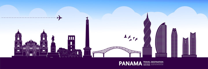 Fototapete - Panama travel destination grand vector illustration.