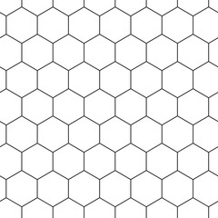 Geometric seamless pattern with hexagons, black and white tile. Honeycomb background. Outline design. Vector illustration