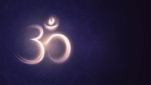 Background With Glowing Sign Om, Hinduism, Buddhism, Mantra