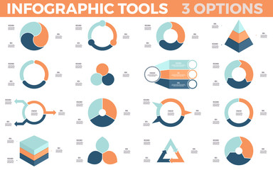 Canvas Print - Vector infographics. Circular diagrams. Data visualization templates with 3 steps, options, processes. Vector charts.