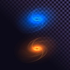 Wall Mural - abstract blue and orange glowing spirals, glowing elements