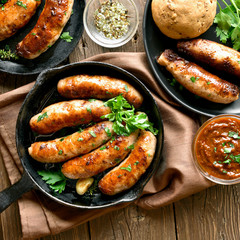 Sticker - Fried sausages in frying pan