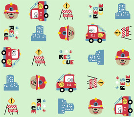 Wall Mural - cartoon of fire rescue theme set pattern