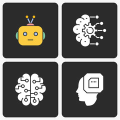 Poster - artificial intelligence icons set. vector illustration isolated.