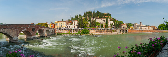  Ponte pietra over the river Adige in Verona
