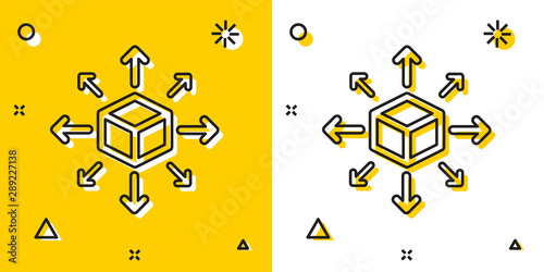 Fotomural Black Distribution icon isolated on yellow and white background