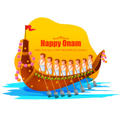 Wall Mural - Happy Onam festival greetings to mark the annual Hindu festival of Kerala, India in vector