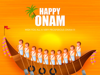 Wall Mural - Happy Onam festival greetings to mark the annual Hindu festival of Kerala, India in vector