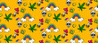 seamless psychedelic trip pattern:LSD, weed, skull, eyeball, rainbow, drugs