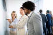© NDABCREATIVITY - Collaboration and analysis by business people working in office