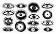 Set eyes mystic hand draw.Occult mystic emblem.Evil Seeing eye symbol naive set.
