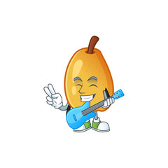 Wall Mural - With guitar ripe fragrant pear fruit cartoon character