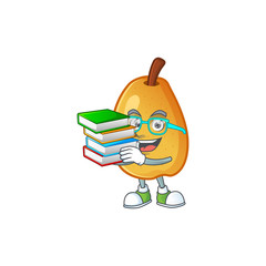 Poster - Student with book fragrant pear cartoon character with mascot