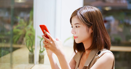 Poster - young woman use mobilephone